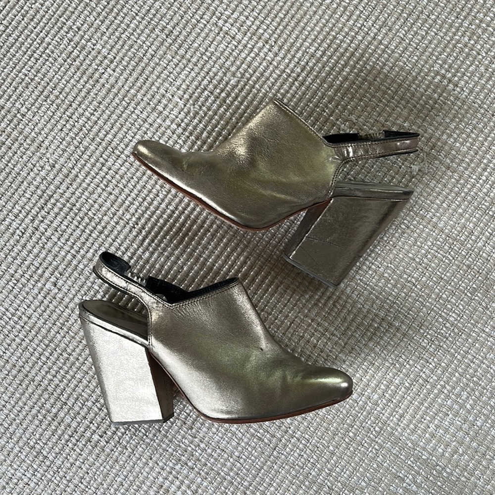 Rachel Comey clog mules in gold calfskin